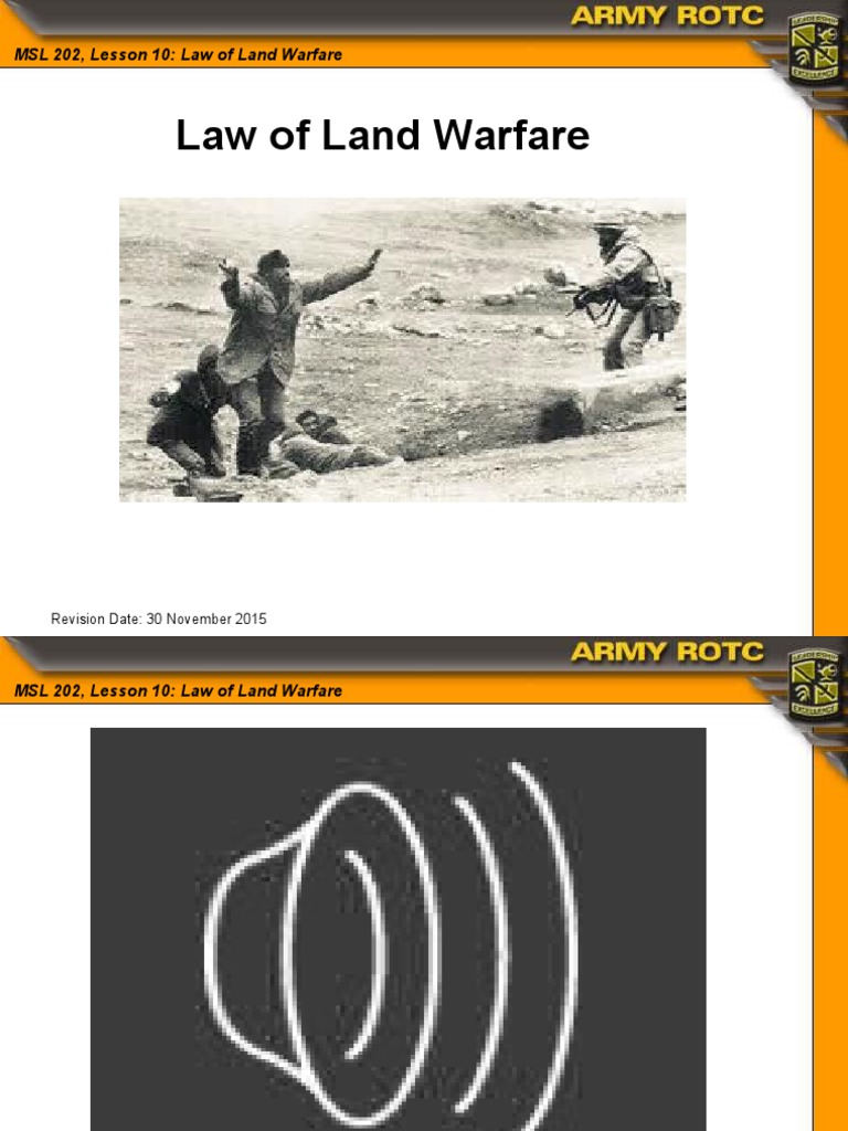 MSL 202, Lesson 10 Law of Land Warfare PDF Law Of War Military