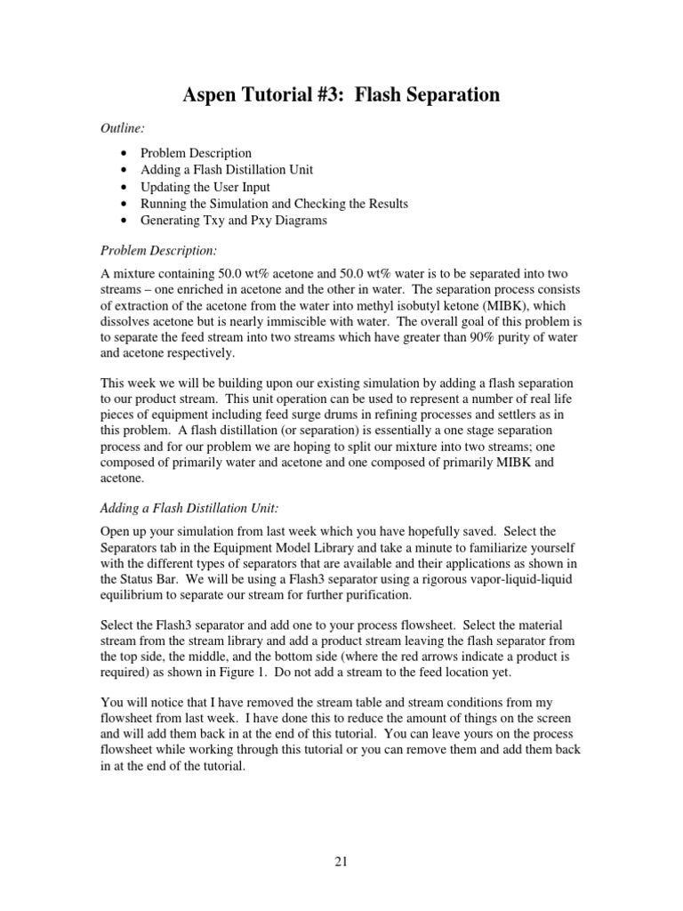 Aspen - Tutorial - Unit - 3-Flash Separation PDF | PDF | Distillation ...