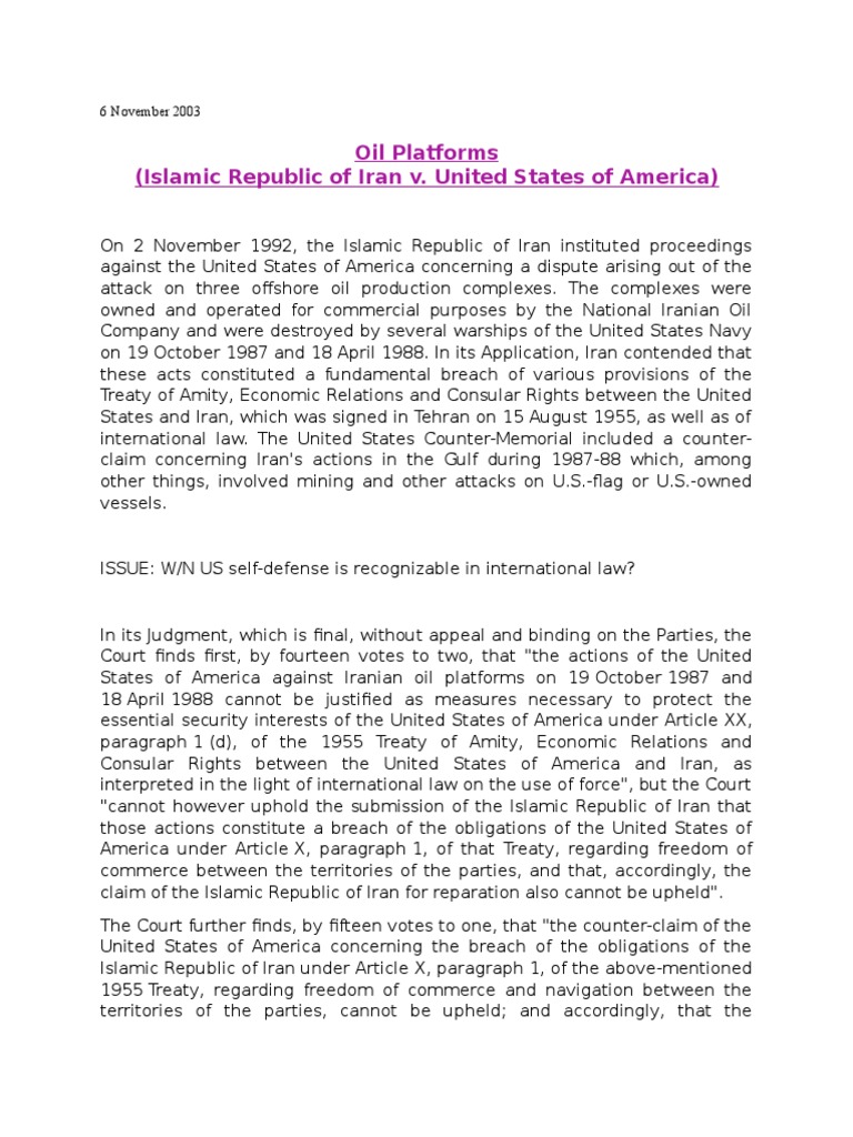 Iran vs. US | PDF | Treaty | Iran