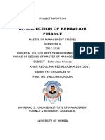 1 Introduction Behavioural Finance is the Study of the Influence of Psychology on the Behaviour of Financial Practitioners and the Subsequent Effect on Markets