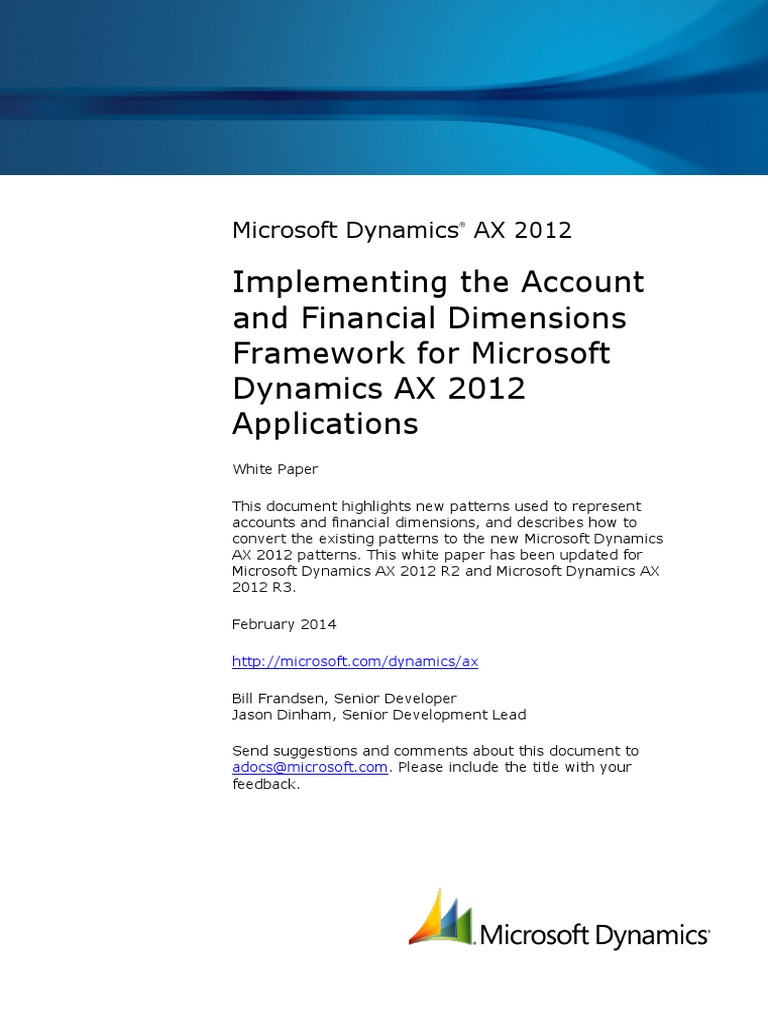 Implementing The Account and Financial Dimensions Framework AX2012 PDF ...