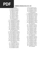 Numeros Ordinales Del 30 Al 100 Docx