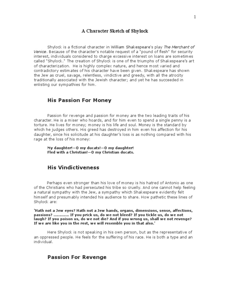 Shylock character analysis with quotes image