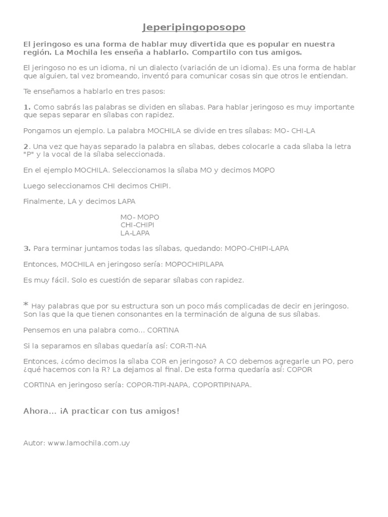 Cómo Hablar Jeringoso | PDF