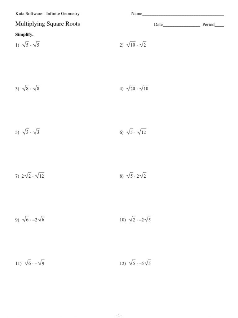Simplifying Square Roots Worksheet | PDF | Weather