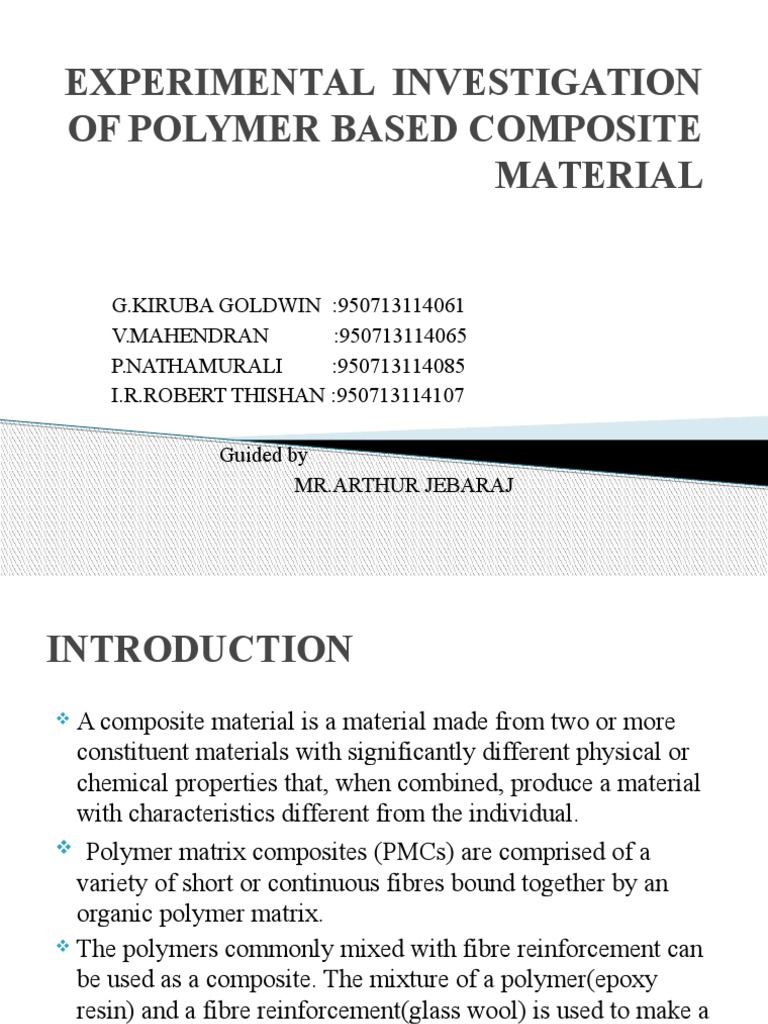 Experimental Investigation of Polymer Based Composite Material | PDF ...