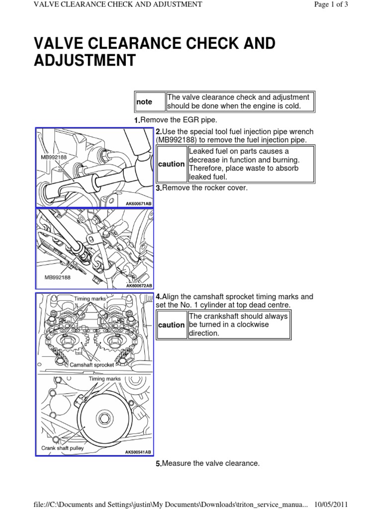 Valve Clearance Check and Adjustment PDF Internal Combustion Engine