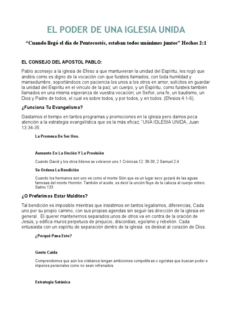 El Poder de la Unidad en la Iglesia | PDF | espíritu Santo | Espíritu