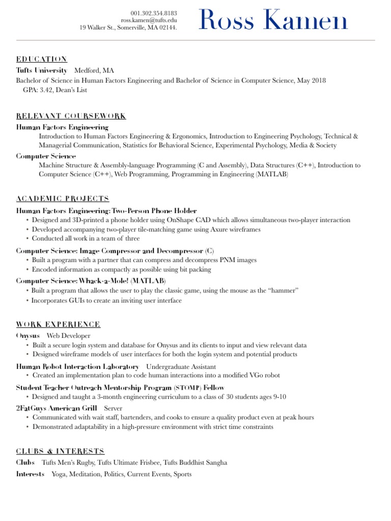 Resume Ross Kamen | PDF