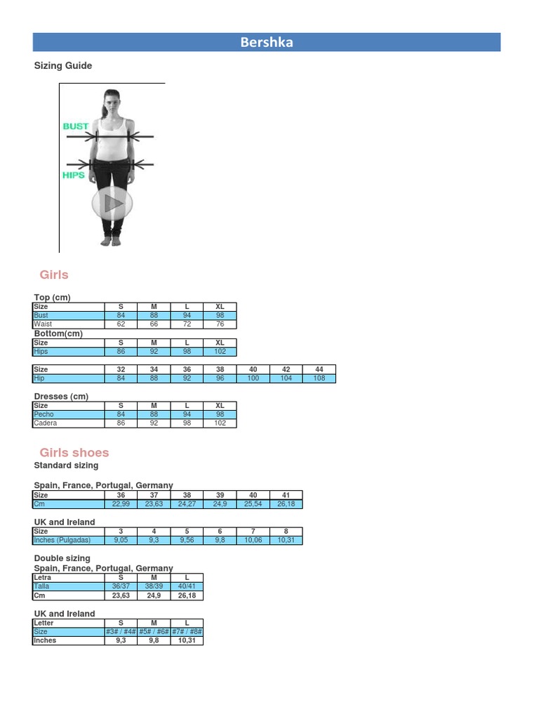 Bershka Size Chart Human Appearance Dress Codes