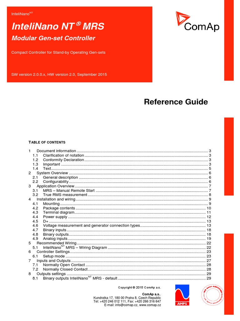 InteliNanoNT MRS Controller Guide | PDF | Power Supply | Switch