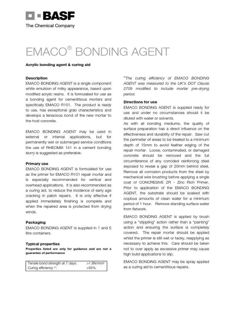 02 TDS Emaco Bonding Agent PDF PDF Corrosion Mortar (Masonry)