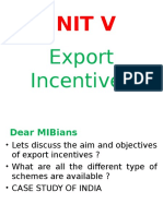 Unit V: Export Incentives