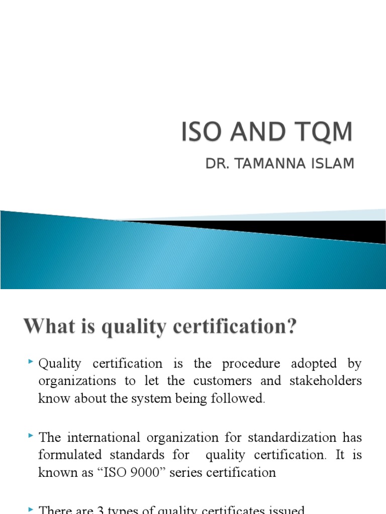 Iso and TQM PDF Iso 9000 Business