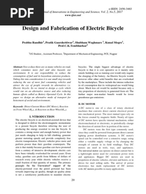 design and fabrication of electric bike