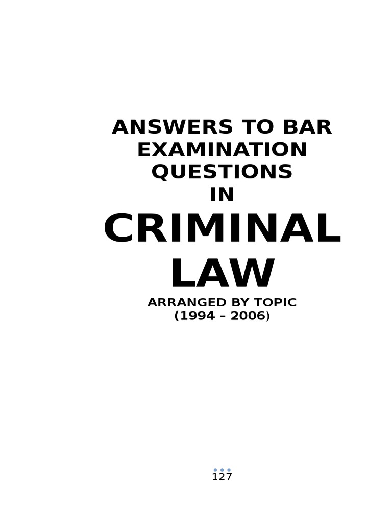 Criminal Law Bar Exam Questions PDF Conspiracy (Criminal) Crime