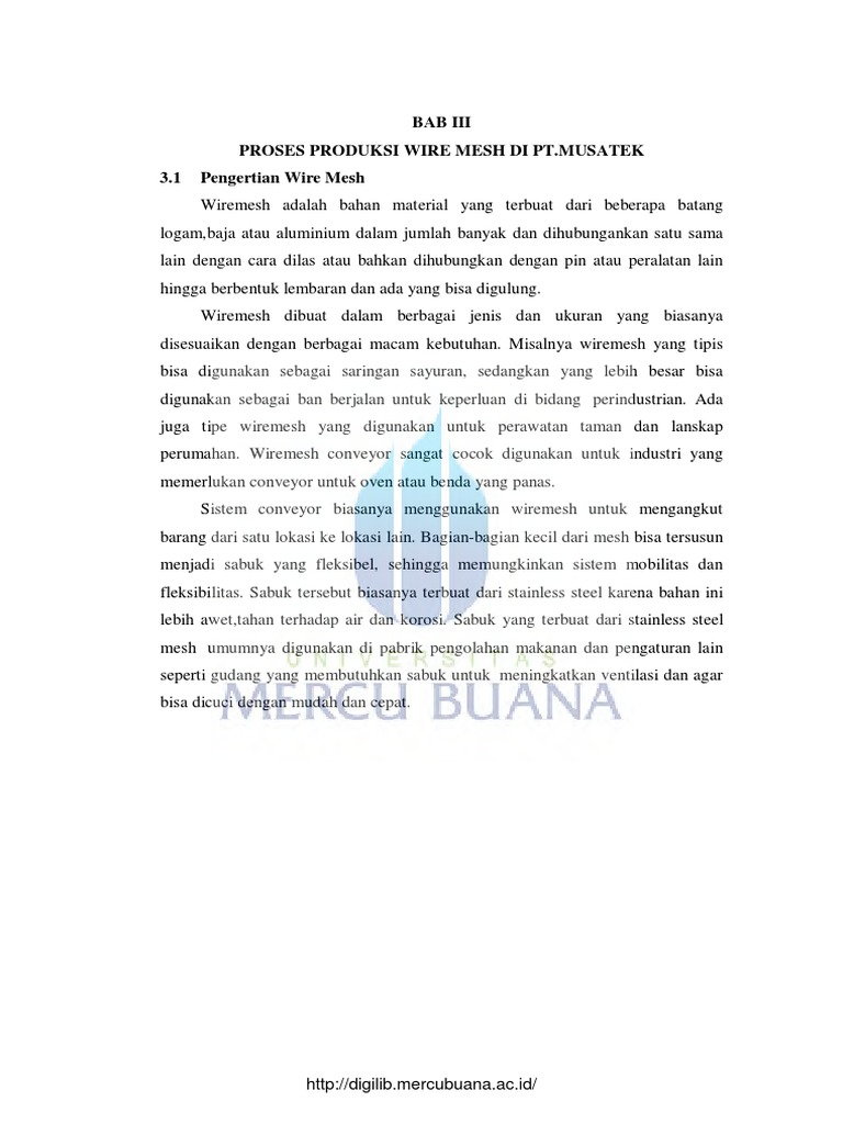 Proses Produksi Wire Mesh di Musatek | PDF