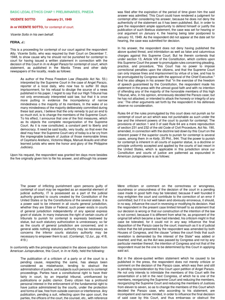Basic Legal Ethics Cases PDF Contempt Of Court Defamation