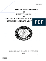 Proforma For Record Test Values Locally Available Pavement Construction Materials