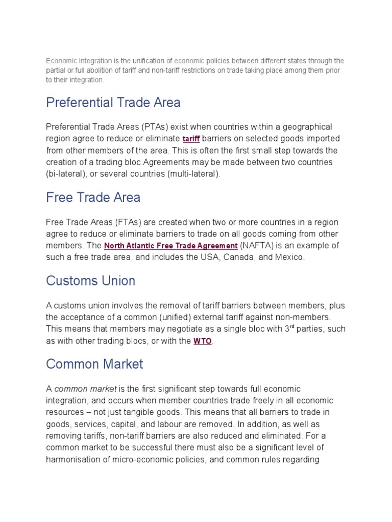 Preferential Trade Area: Tariff | PDF | Single Market | Central Banks