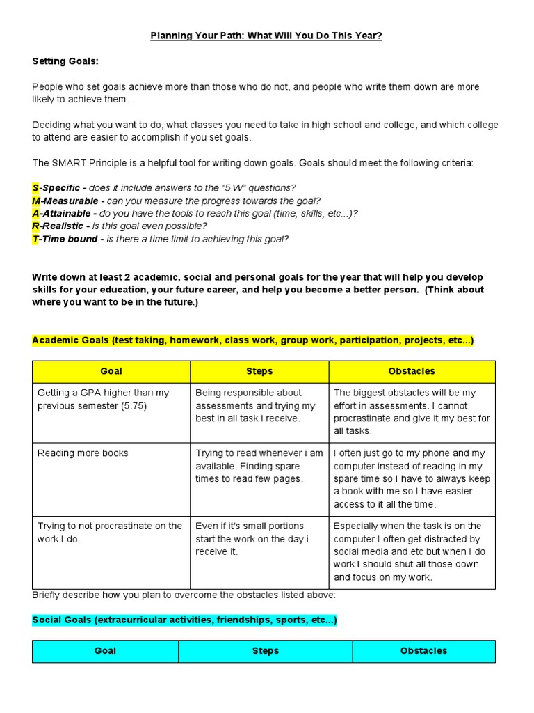 Copyofsmartgoalsettingworksheet | PDF | Goal | Educational Assessment