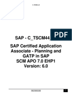 SAP - C - TSCM44 - 65 SAP Certified Application Associate - Planning and Gatp in Sap SCM Apo 7.0 Ehp1