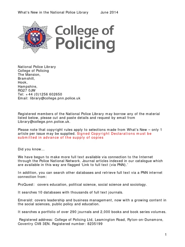 National Police Library Reading List | PDF | Community Policing | Stalking