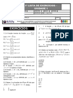 2.ª Ficha de Exercícios - Pré - Cálculo- Funções - Prof. Gênesis s. Araújo