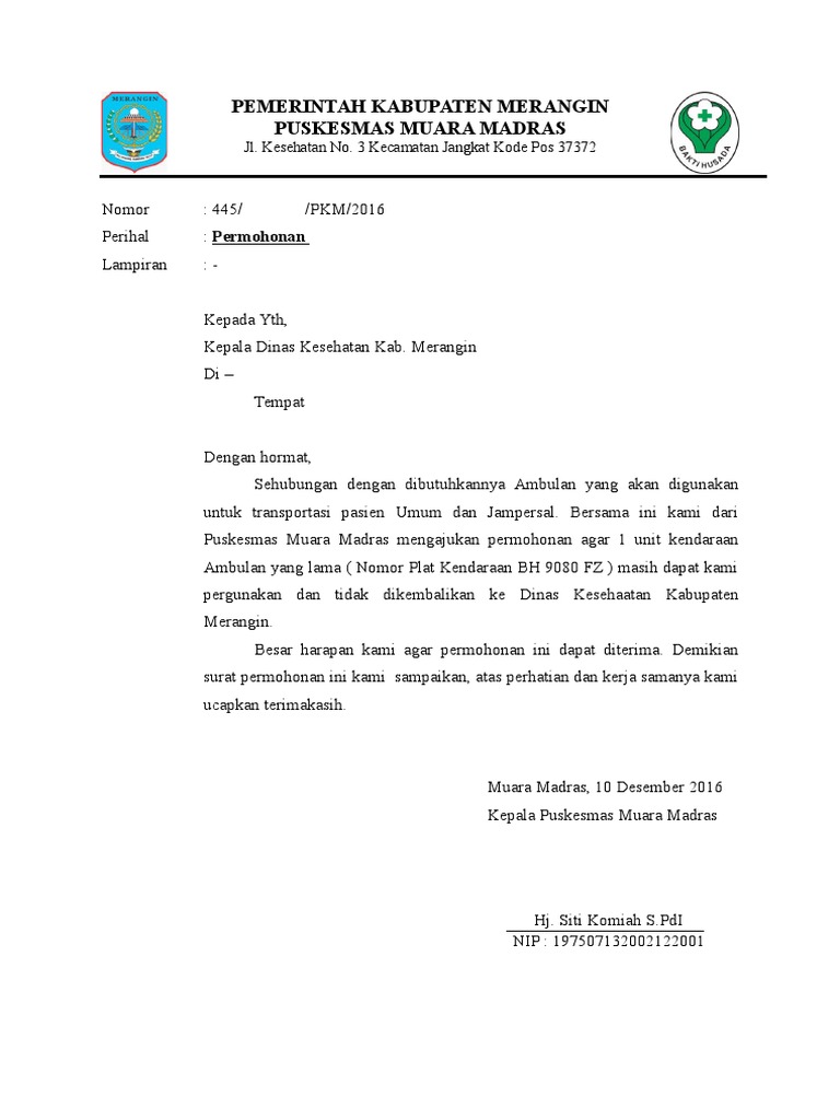 Surat Permohonan Ambulan