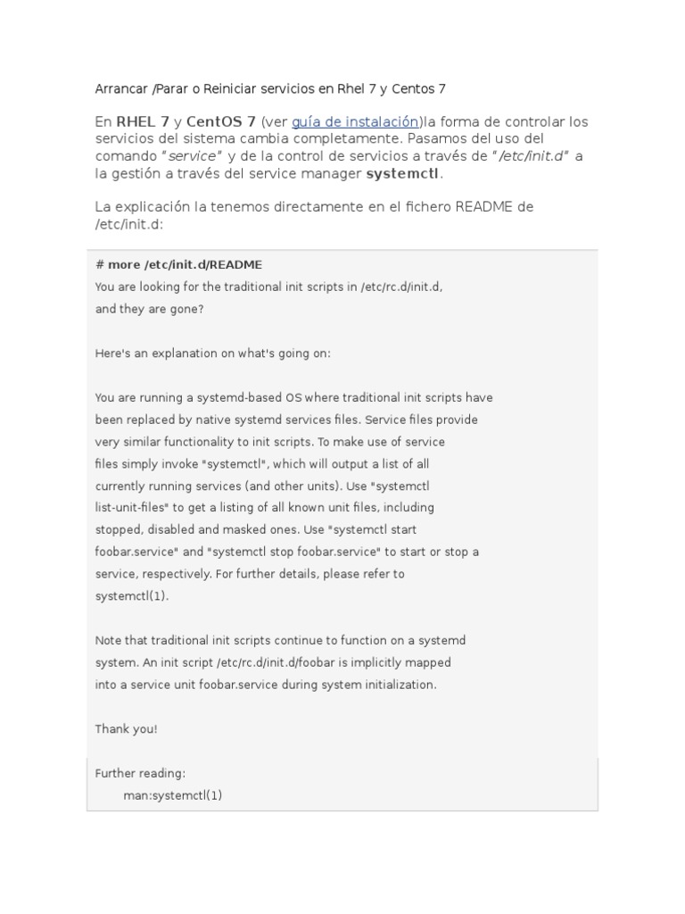 Reiniciar Servisios de Red Hat o Centos PDF Computer Architecture Operating System Technology