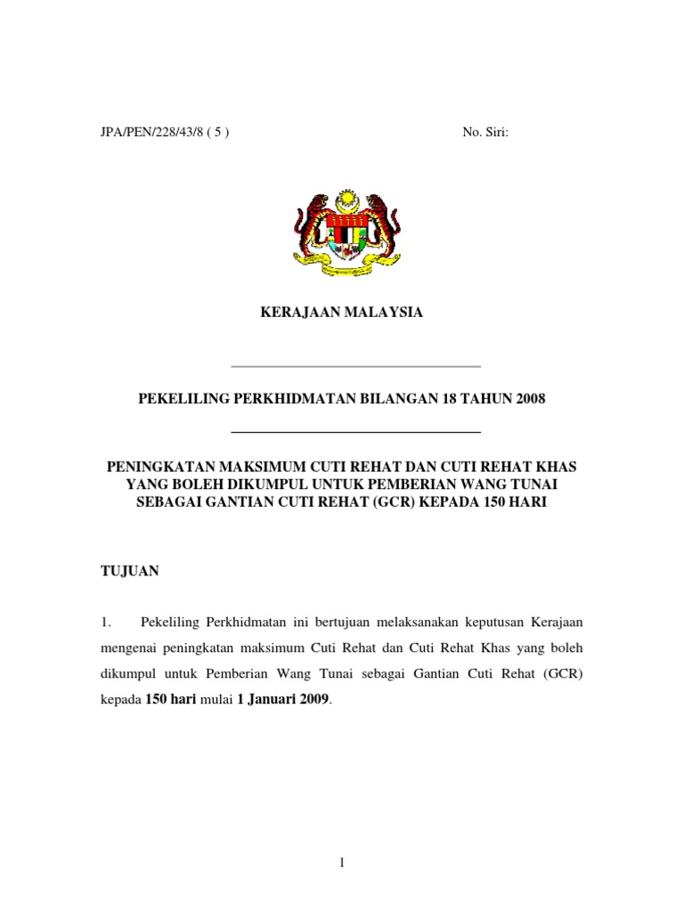 Opsyen Cuti Pp Bil 18 Tahun 2008 Pdf