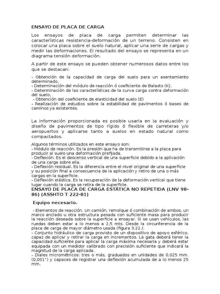 Ensayo de Placa de Carga Olas Esfuerzo de torsión