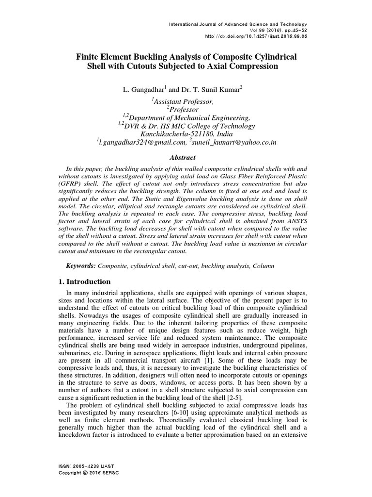Buckling Analysis of Composite Shell PDF | PDF