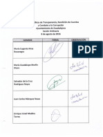 Lista de Asistencia Comisión de Transparencia - 8 Agosto 2016