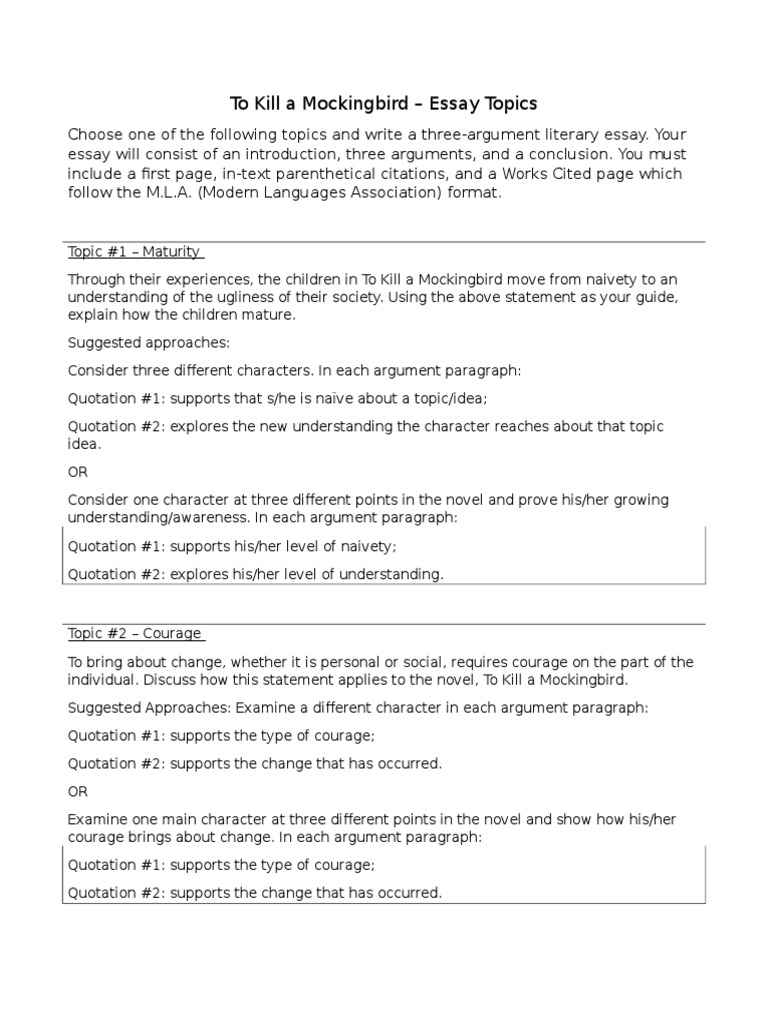 To Kill A Mockingbird Essay Topic PDF Storytelling Essays
