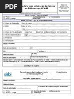 Formulário Para Solicitação de Carteira de Biblioteca 2015 2