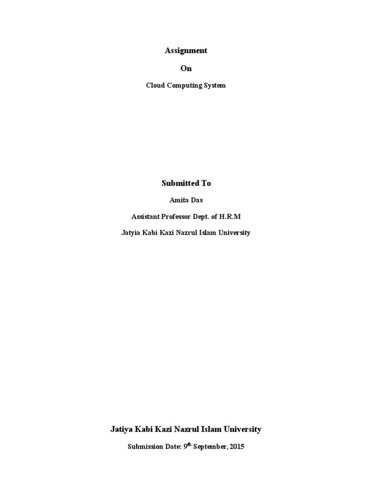 Assignment On: Cloud Computing System | PDF
