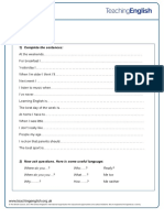 All About Me Student Worksheet