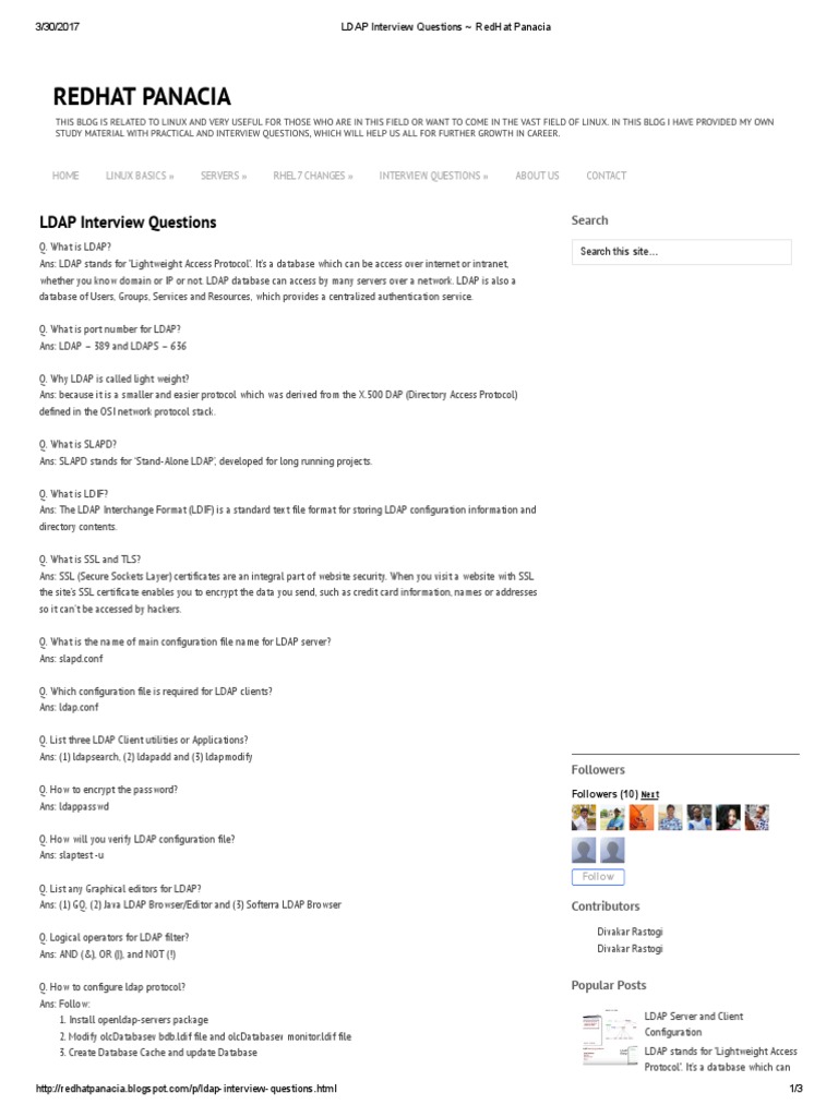 LDAP Interview Questions _ RedHat Panacia | Transport ...