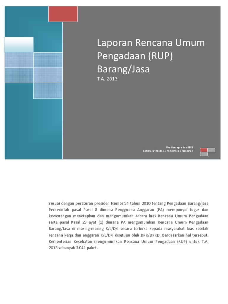 Contoh Laporan RUP 2013 | PDF