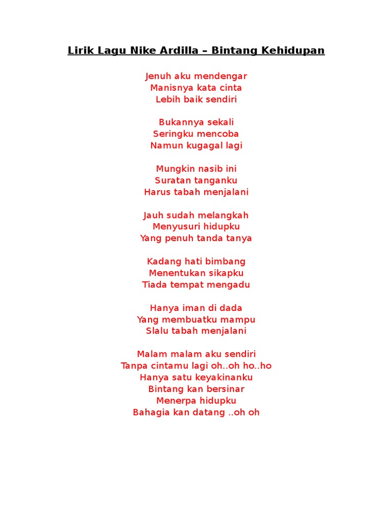 Lirik Lagu Nike Ardilla Pdf