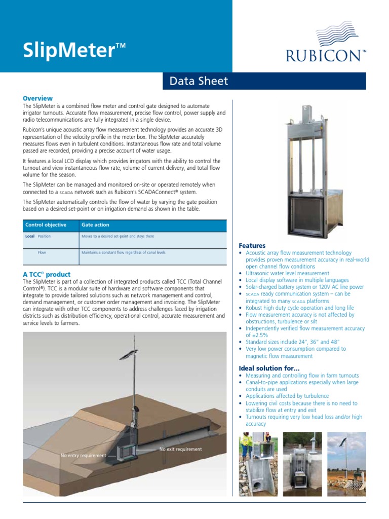 Rubicon Data Sheet SlipMeter | PDF | Flow Measurement | Scada