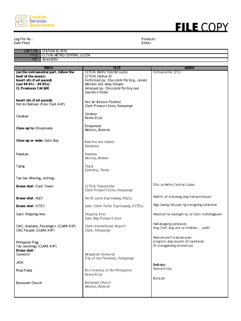 Station Id 2016 Script Final Philippines