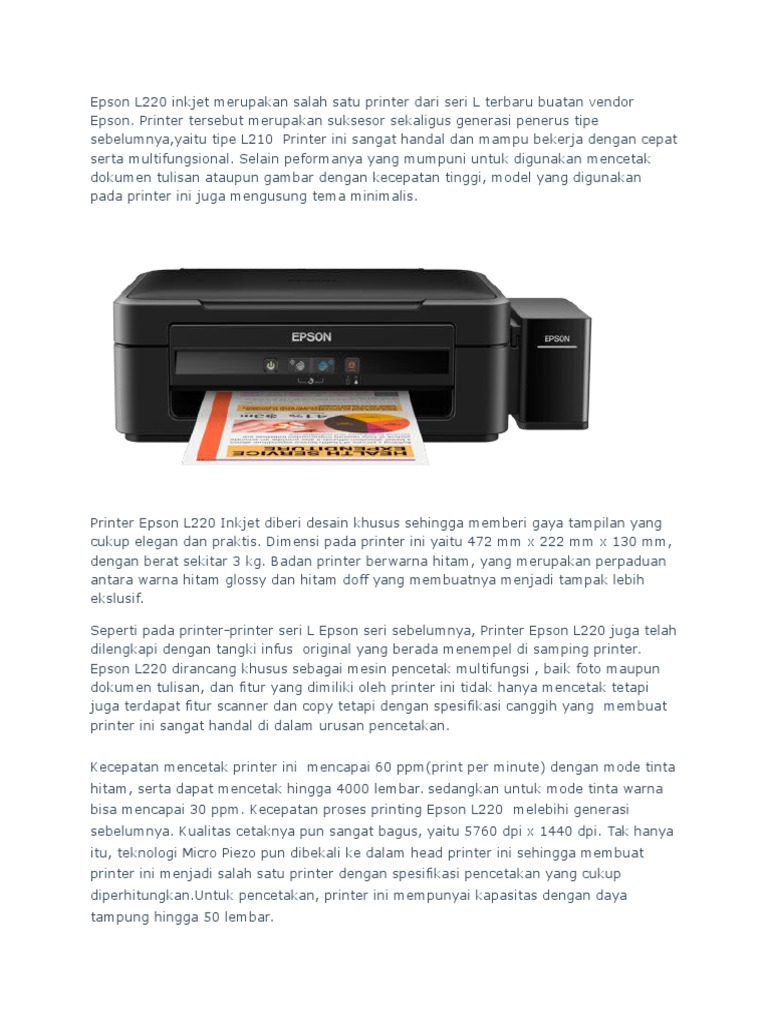 Spesifikasi Dan Harga Printer Epson