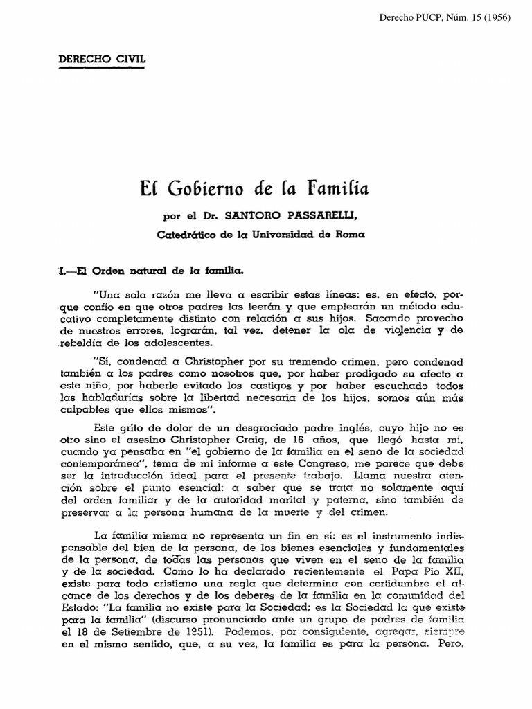 El Gobierno de La Familia Santoro Passarelli PDF Matrimonio