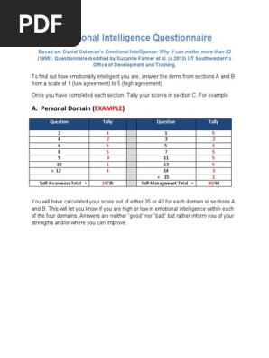 Emotional Intelligence Assessment Pdf Emotional Intelligence Emotions