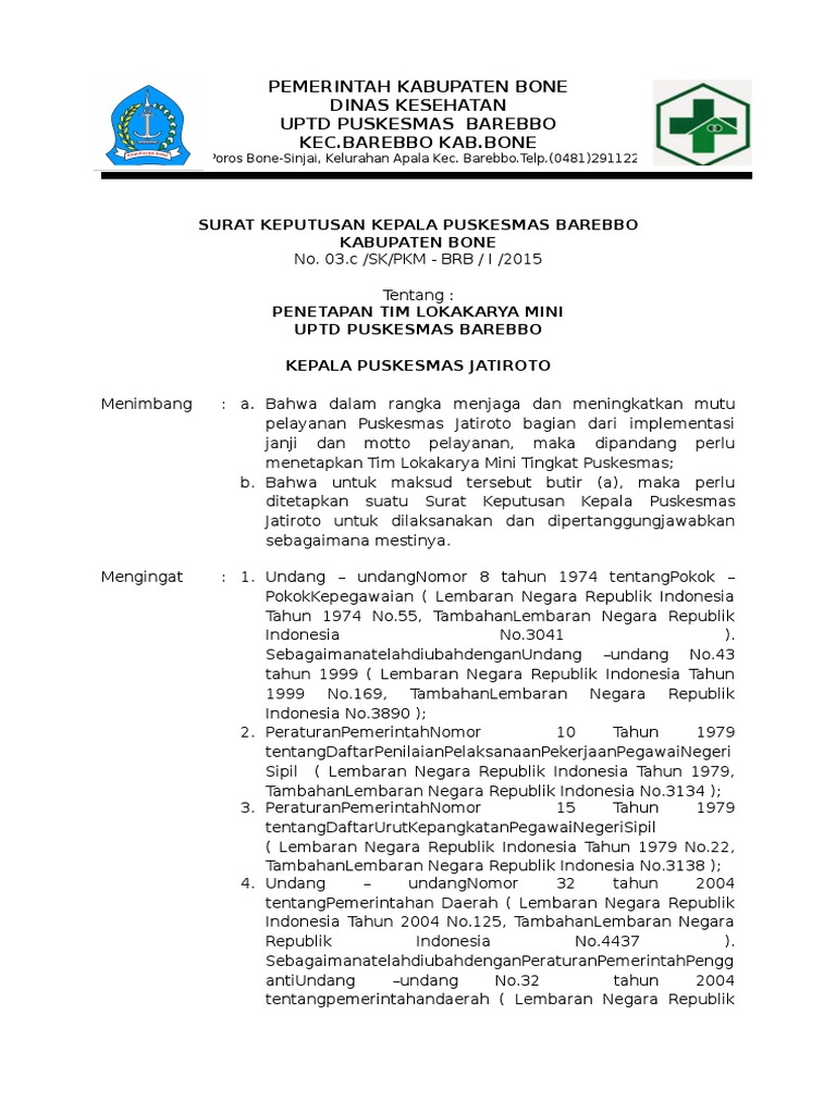 SK Tim Minlok Contoh