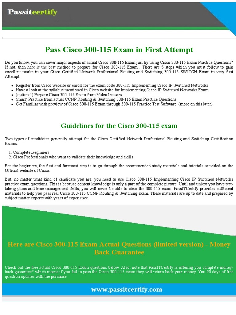 300-115 Implementing Cisco IP Switched Networks Exam Dumps PDF | PDF ...