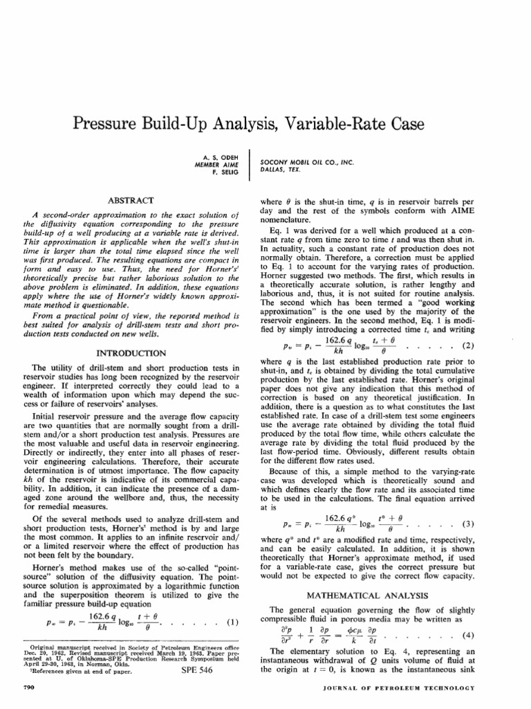 Pressure BuildUp Analysis, VariableRate Case PDF Fluid Dynamics