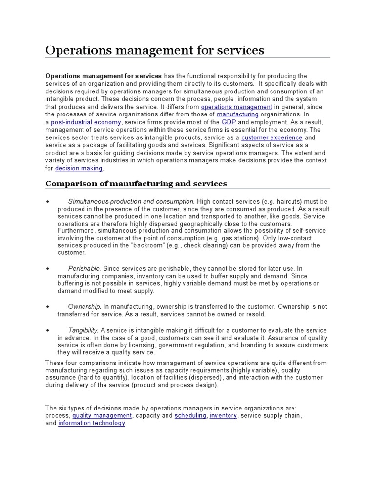 Service Operations Management Overview | PDF | Scheduling (Production ...
